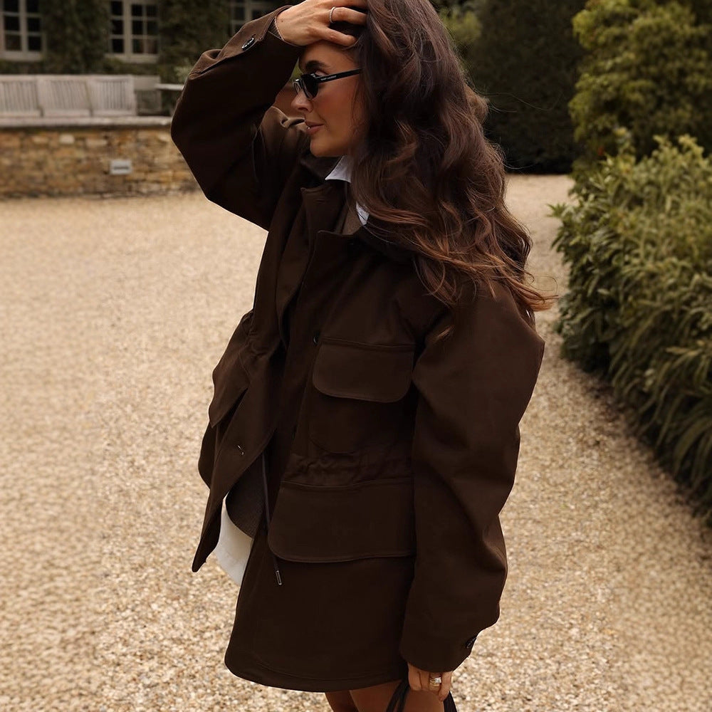 Damen Oversize Fieldjacke mit aufgesetzten Pattentaschen und Taillen-Zug Drune