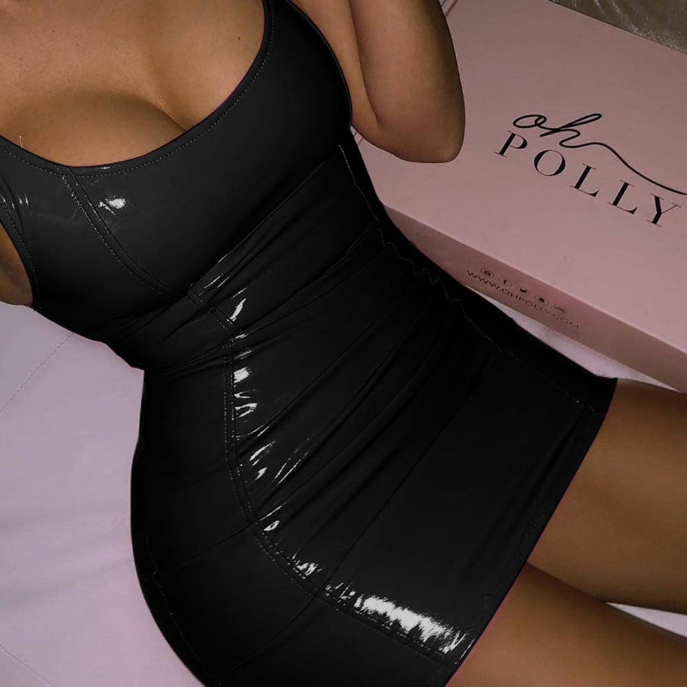 Damen figurbetontes Minikleid aus glänzendem Material Drune
