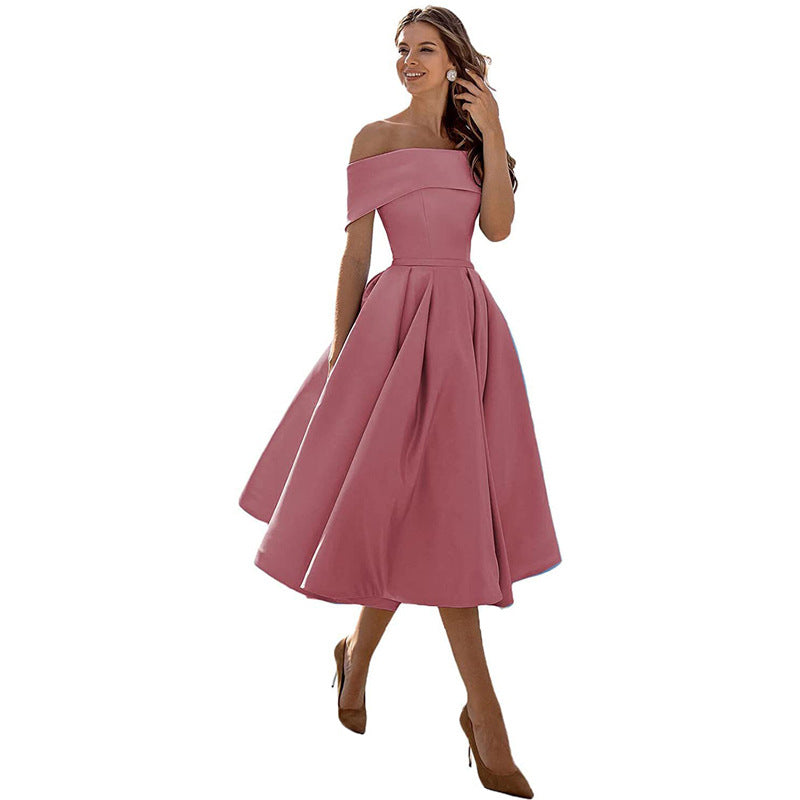 Drune | Vielseitiges Trägerloses Satin-Kleid Für Partys