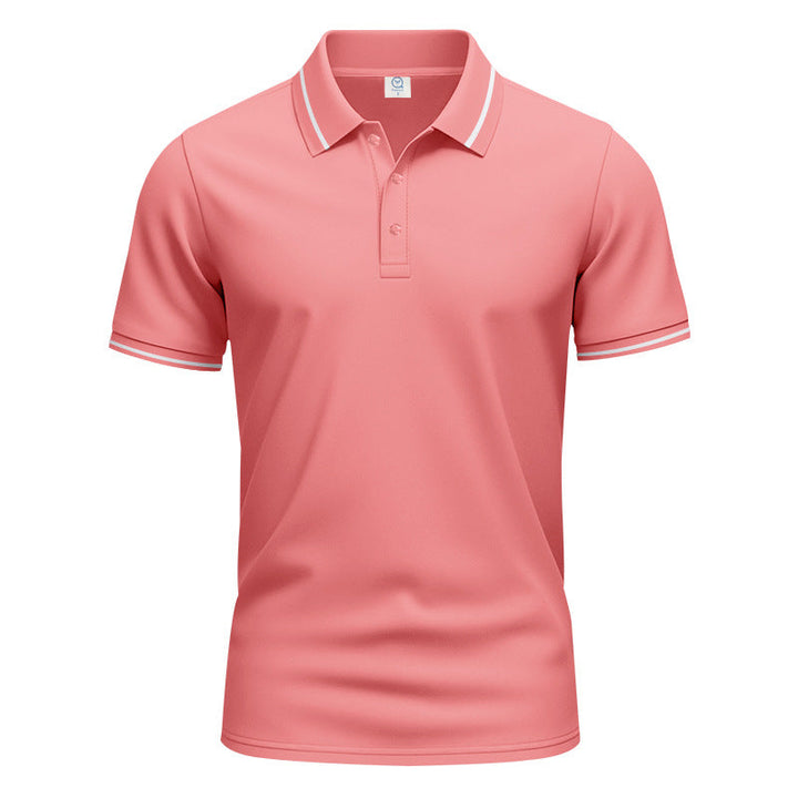 Herren nan atmungsaktives Interlock-Poloshirt mit Kontrast-Tipping, kurzer Knopfleiste und schmaler Silhouette Drune