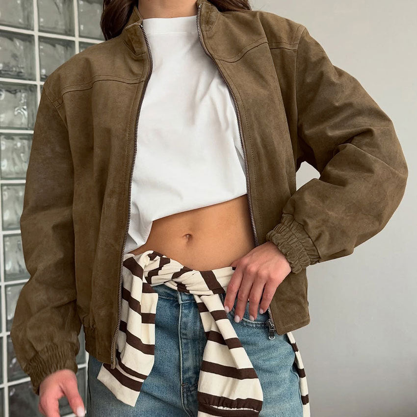 Damen lässige Wildlederjacke im oversized Schnitt Drune