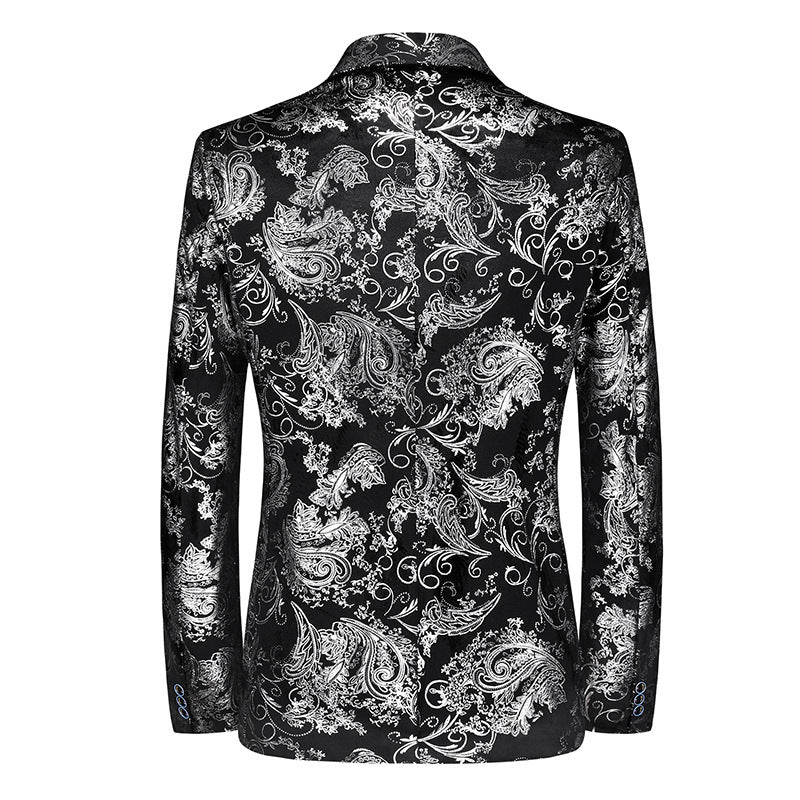 Herren nan ornamentaler Smokingblazer mit Schalkragen, Slim-Fit und edlem Paisley-Druck Drune