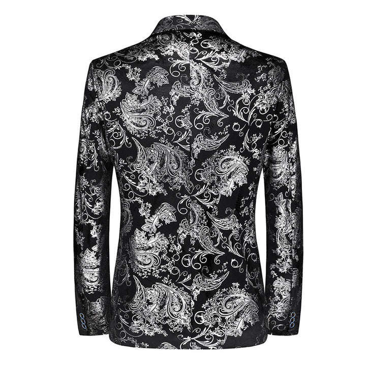 Herren nan ornamentaler Smokingblazer mit Schalkragen, Slim-Fit und edlem Paisley-Druck Drune