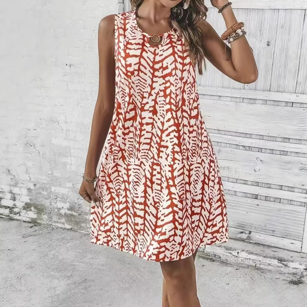 Damen Verspieltes Sommerkleid mit romantischem Schnitt und Schlüssel-Ausschnitt Drune