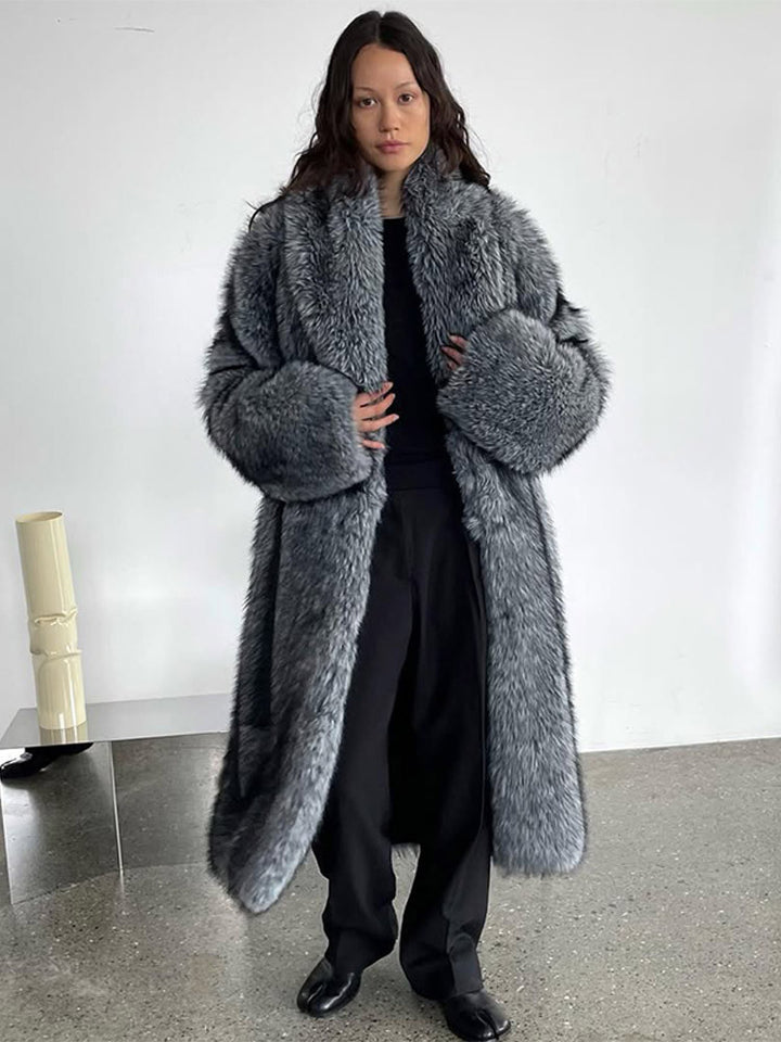 Damen Oversized Kunstfellmantel Drune