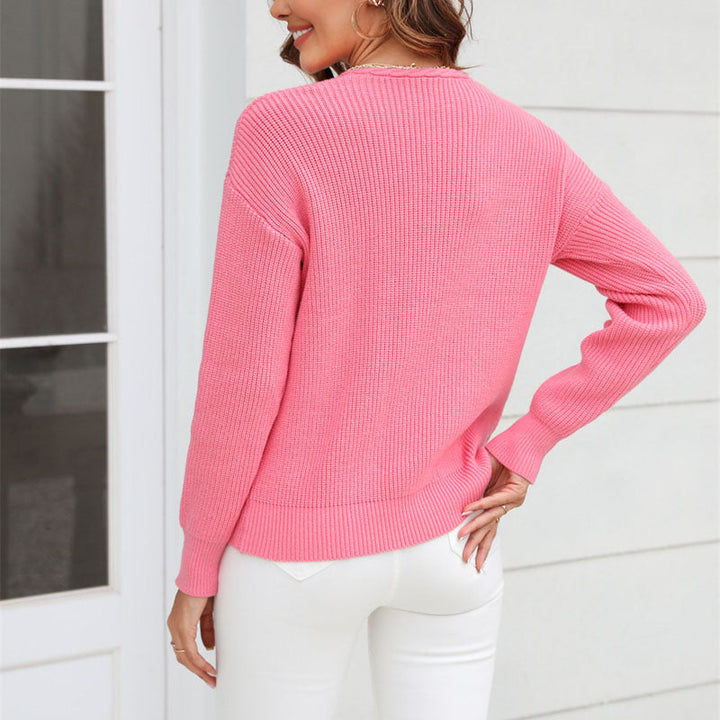 Drune | Schlichter Einfarbiger Strickpullover Mit Rundhals