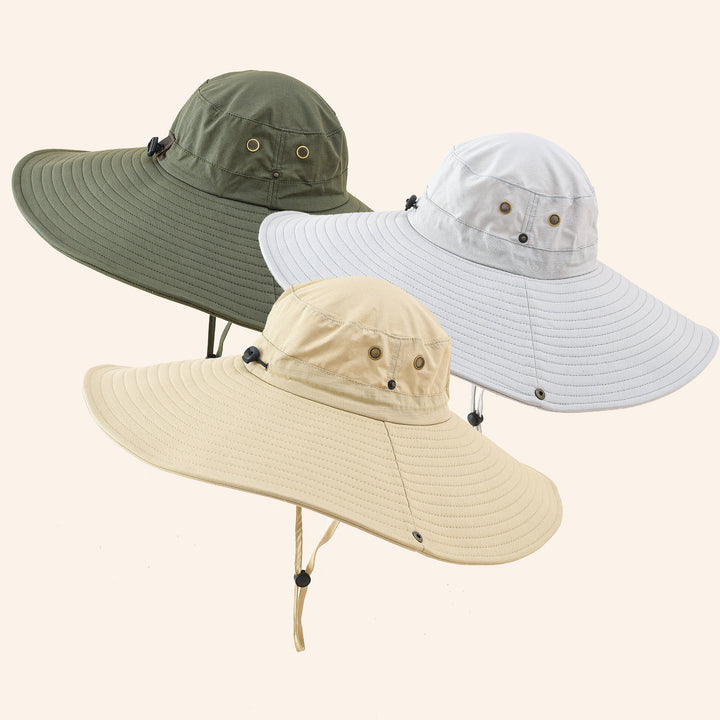 Damen UV-Schutz Sonnenhut mit breiter Krempe und verstellbarem Kinnband Drune