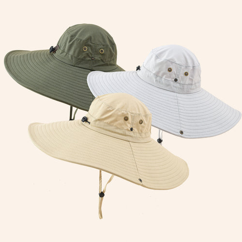 Damen UV-Schutz Sonnenhut mit breiter Krempe und verstellbarem Kinnband Drune