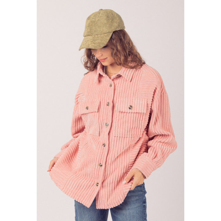 Damen lässige Cordjacke mit praktischen Taschen Drune
