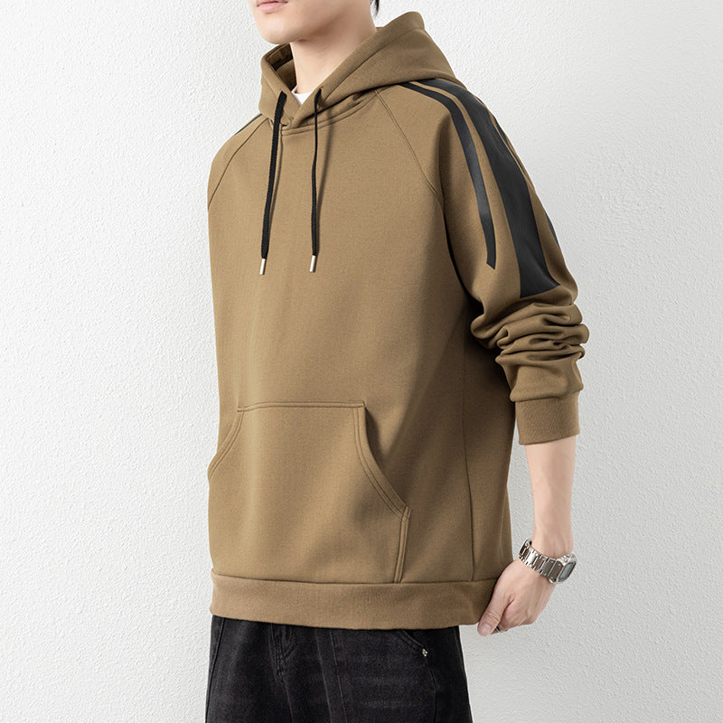 Herren Kapuzenpullover mit Raglanärmeln, Kängurutasche und Kontraststreifen Drune