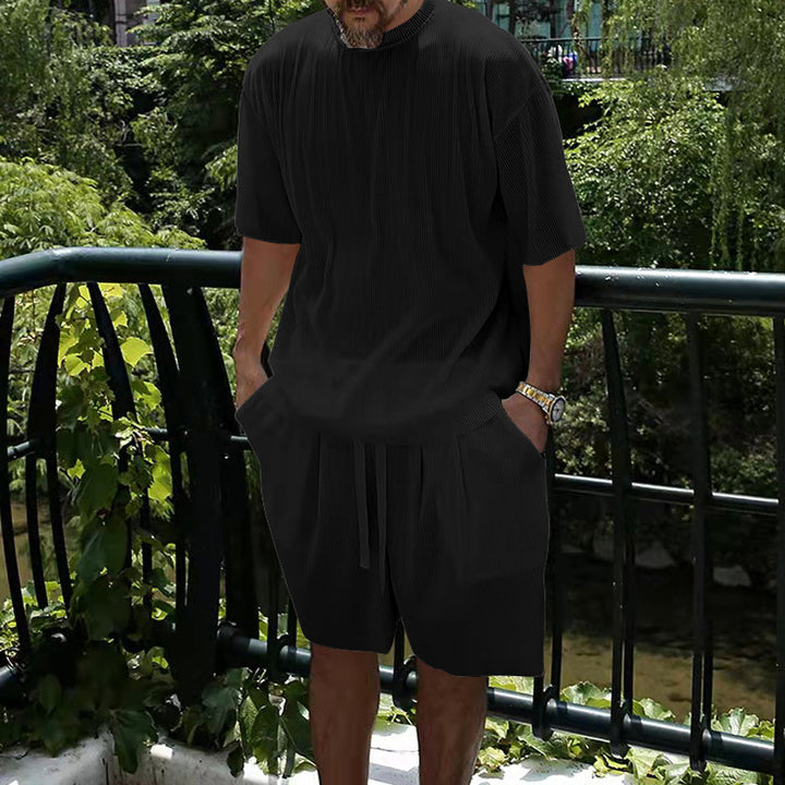 Herren lässiges Freizeitanzug-Set mit atmungsaktiver Textur und elastischem Bund Drune