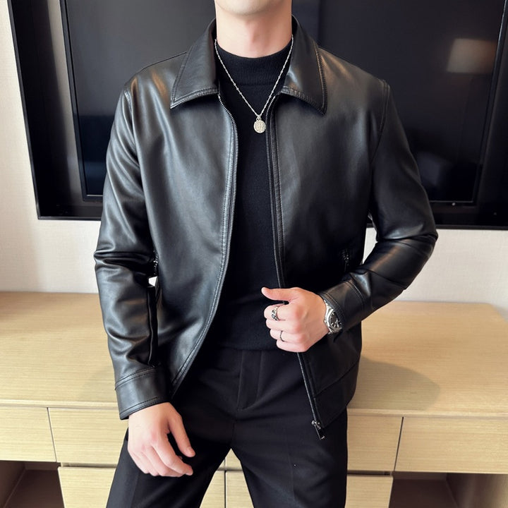 Herren Klassische Lederjacke Drune
