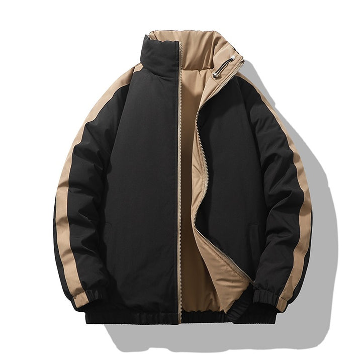 Herren Kurz geschnittene Thermo-Pufferjacke mit hohem, verstellbarem Stehkragen und kontrastierter Innenfütterung Drune