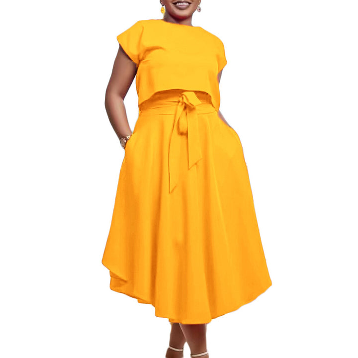 Damen Kleid mit asymmetrischer Schnittführung und dekorativem Gürteldetail Drune