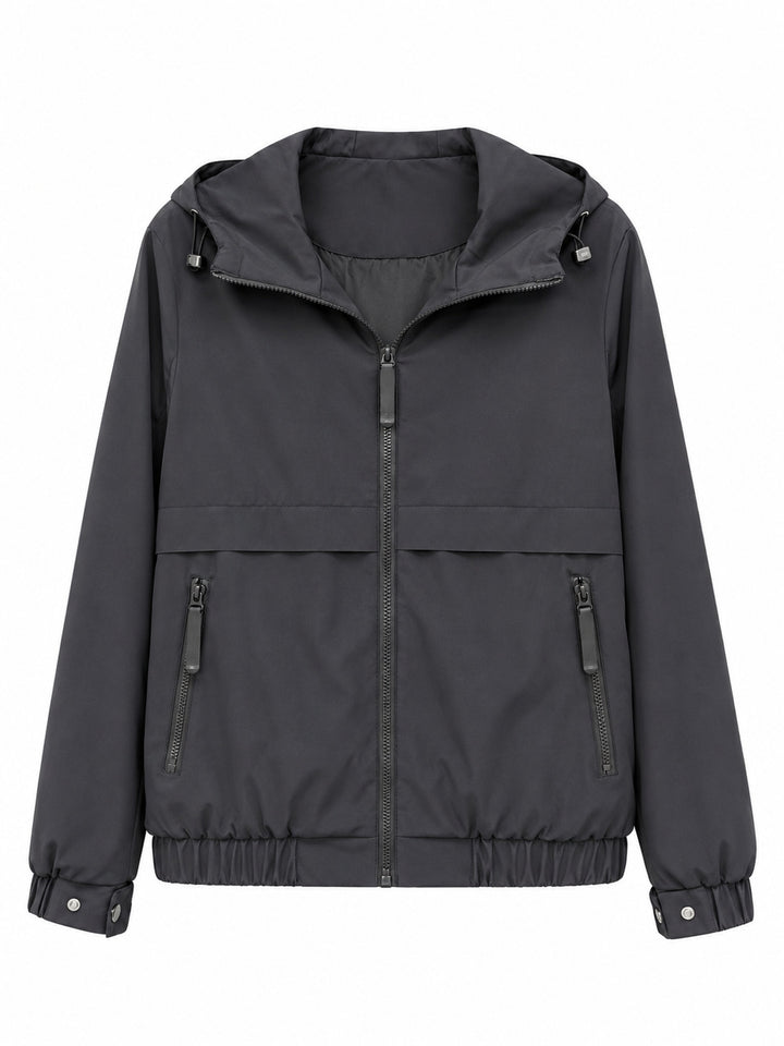 Damen Leichte Kapuzen‑Windjacke mit wasserabweisender Beschichtung, Reißverschluss und elastischem Saum Drune