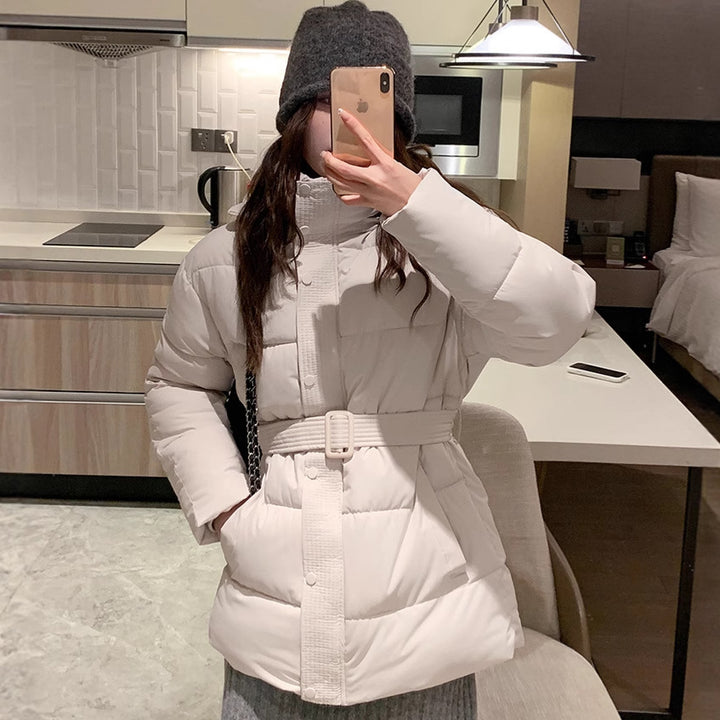 Damen klassische Pufferjacke mit hohem Kragen und praktischen Taschen Drune