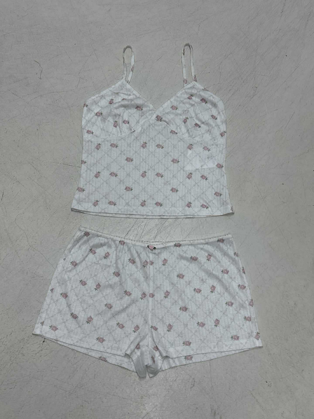 Damen Schlafanzug-Set mit zarten Blumenmustern und verstellbaren Trägern Drune