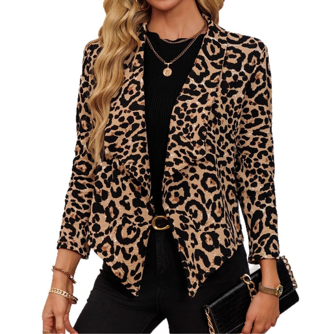 Damen modische Tiermuster Blazerjacke Drune