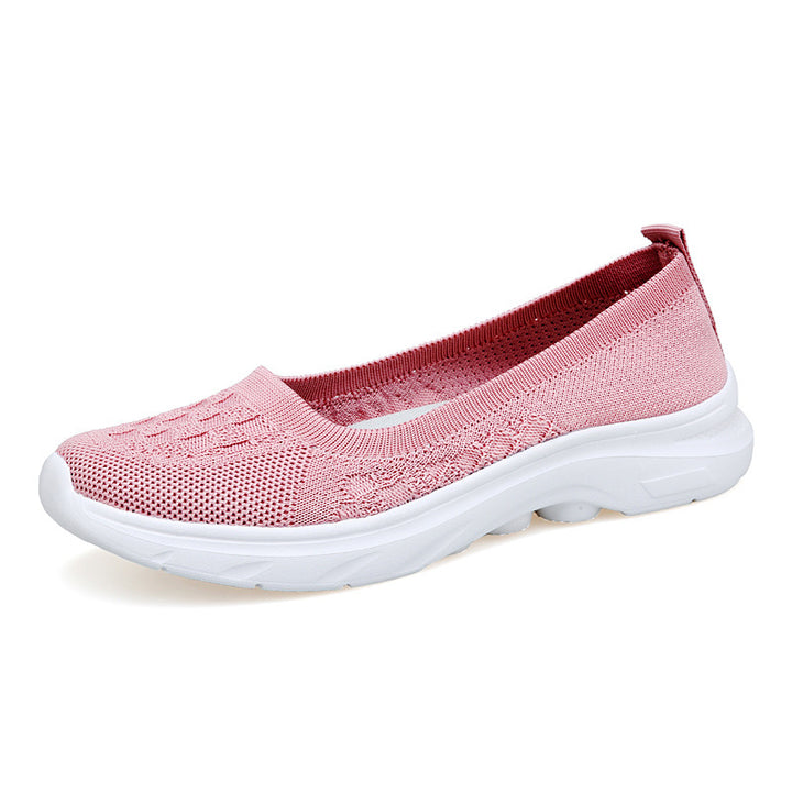 Damen nan Hybrid-Ballerina-Sneaker mit nahtlosem Strickobermaterial, ergonomischem Komfortfußbett und griffiger Laufsohle Drune