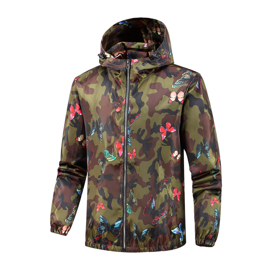 Damen Leichte Camo-Jacke mit buntem Schmetterlingsdruck Drune
