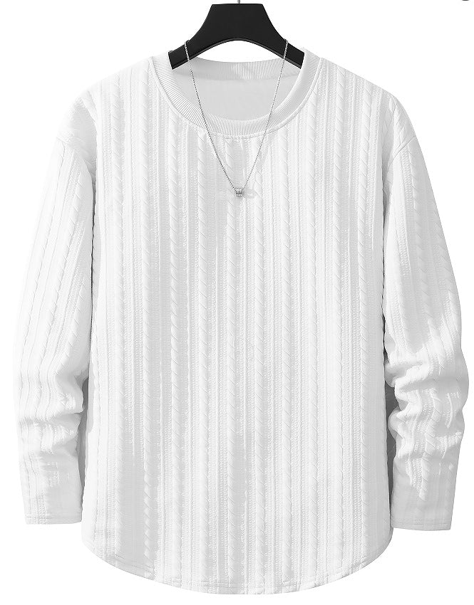 Herren Feinstruktur-Grobstrick Rundhals-Sweatshirt mit Zopfmuster & relaxed Schnitt Drune