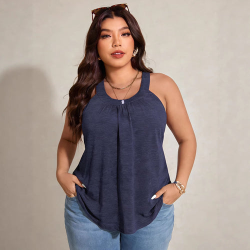 Damen lässiges Trägershirt mit raffinierter Raffung Drune