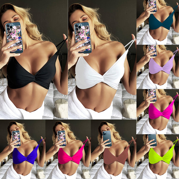Damen Bikini-Oberteil mit Wickeldesign und verstellbaren Trägern Drune