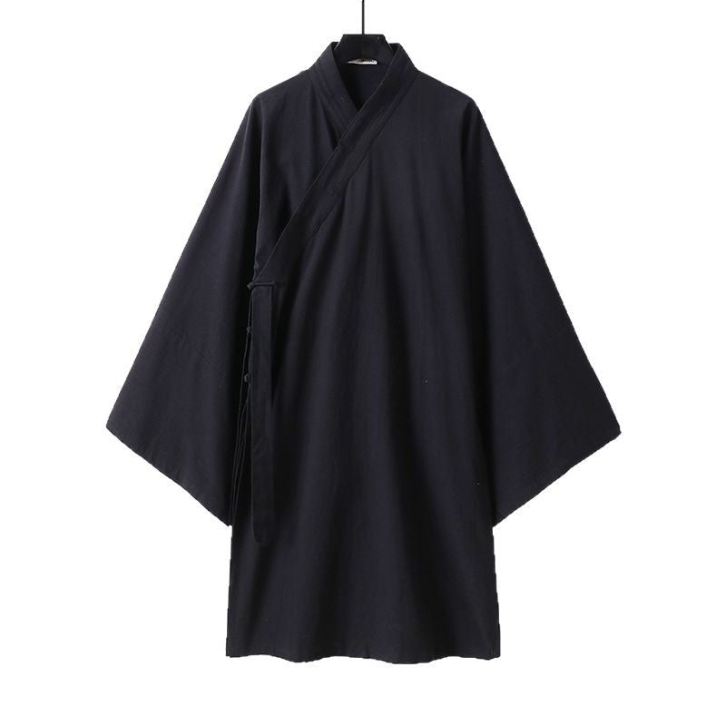Unisex Oversize Kimono-Mantel mit weitem Ärmel und asymmetrischer Wickelvorderseite Drune