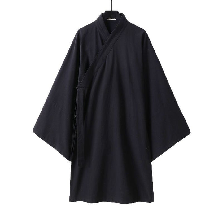 Unisex Oversize Kimono-Mantel mit weitem Ärmel und asymmetrischer Wickelvorderseite Drune