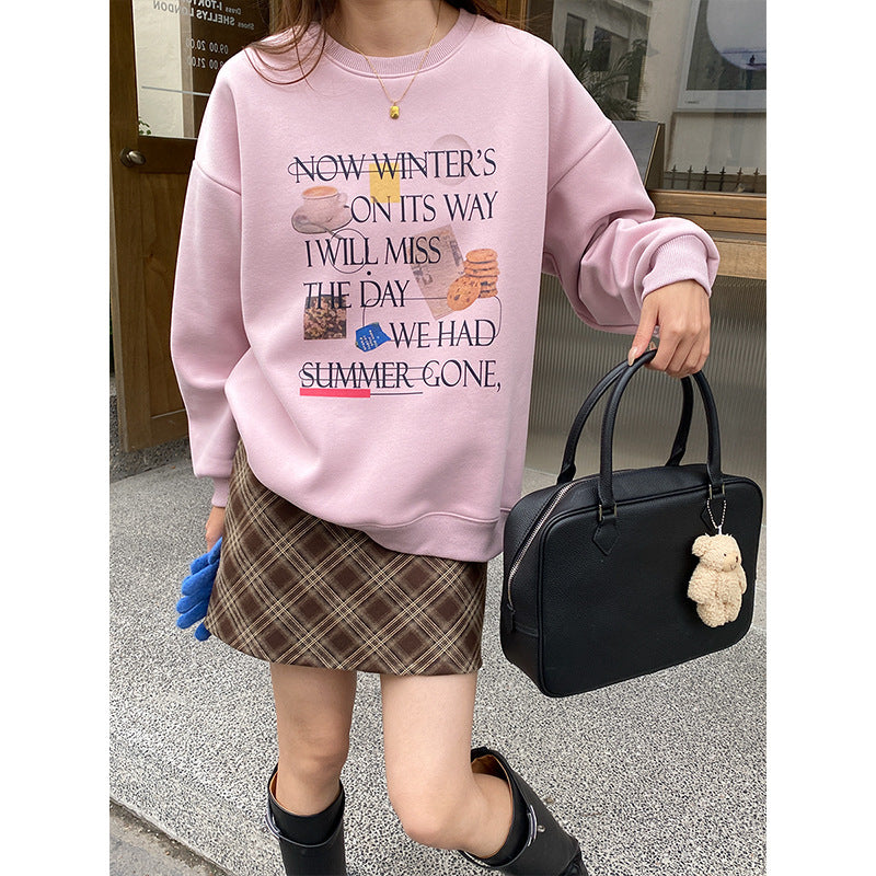 Damen Sweatshirt mit kreativem Druck und lässigem Schnitt Drune