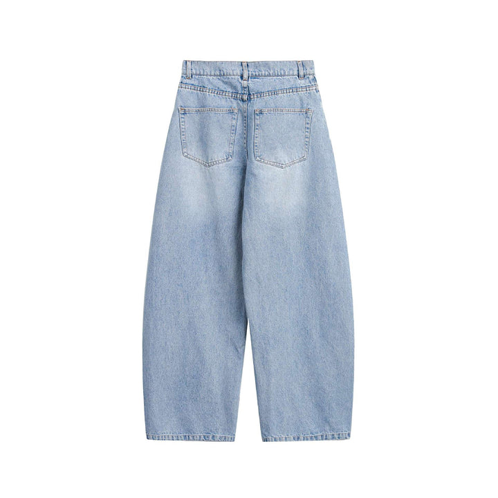 Damen Culotte-Jeans mit weitem Bein, hoher Taille und Frontnaht-Detail Drune