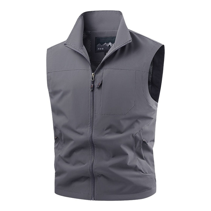 Herren Softshell-Tactical-Weste mit atmungsaktivem Mesh-Futter und Reißverschlusstaschen Drune