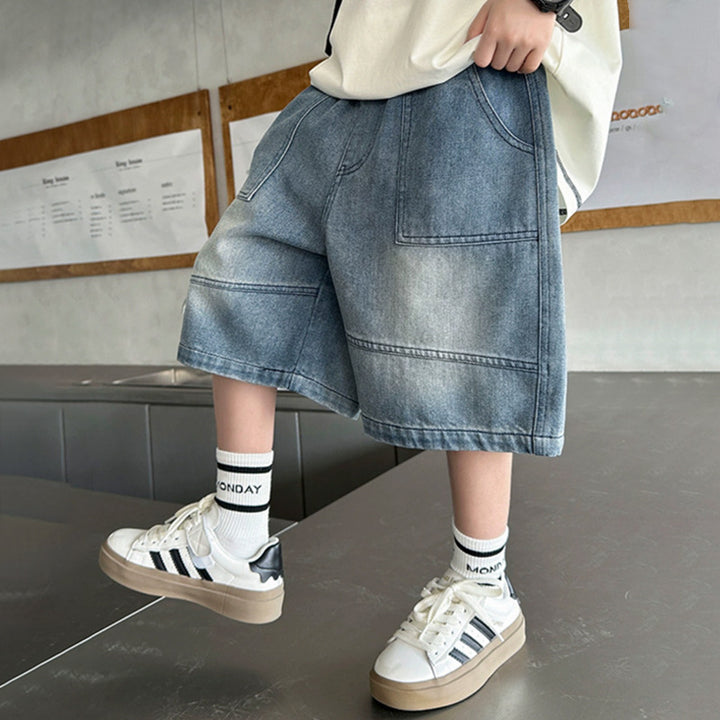 Jungen lässige Denim-Shorts mit großen Taschen Drune