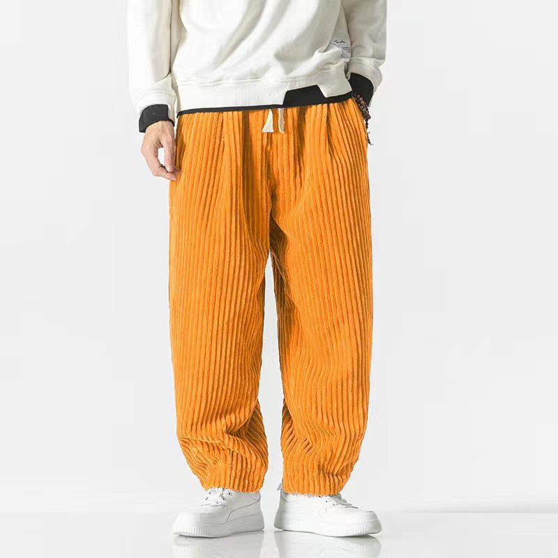 Herren Weit geschnittene Cord-Ballonhose mit Tunnelzugbund und breitem Rippenrelief Drune
