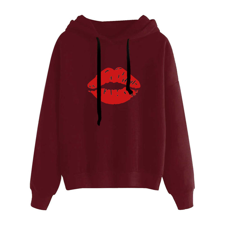 Damen nan lässiger Oversize Kapuzenpullover mit Herz‑und‑Pfotenprint, Kordelzug und gerippten Bündchen Drune