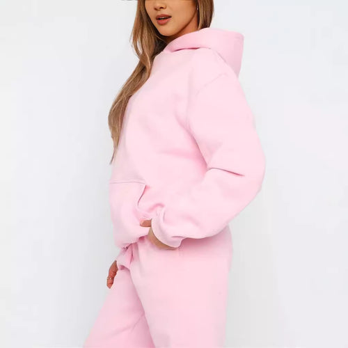 Damen nan oversized Kapuzen-Loungewear-Set mit Kängurutasche und elastischem Knöchelabschluss Drune