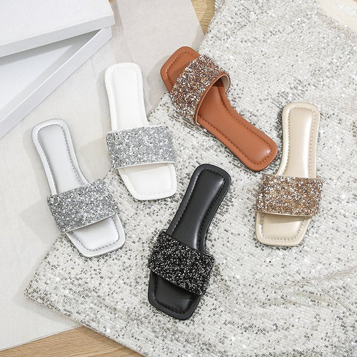 Damen elegante Strass-Pantoletten Drune