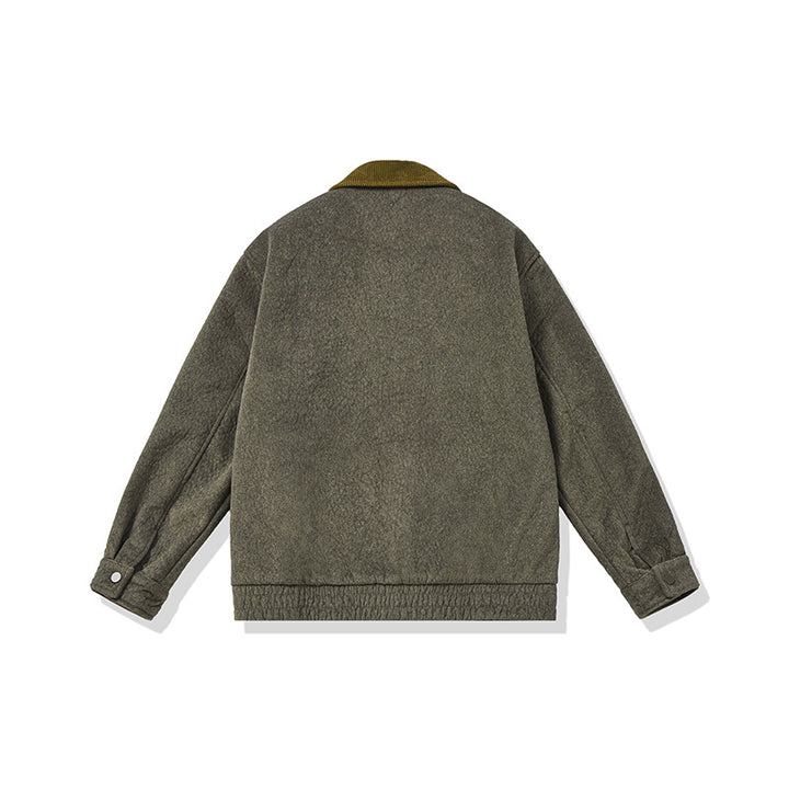 Herren Kurz geschnittener Fleece‑Blouson mit Cordkragen und Sicherheitsbrusttasche Drune
