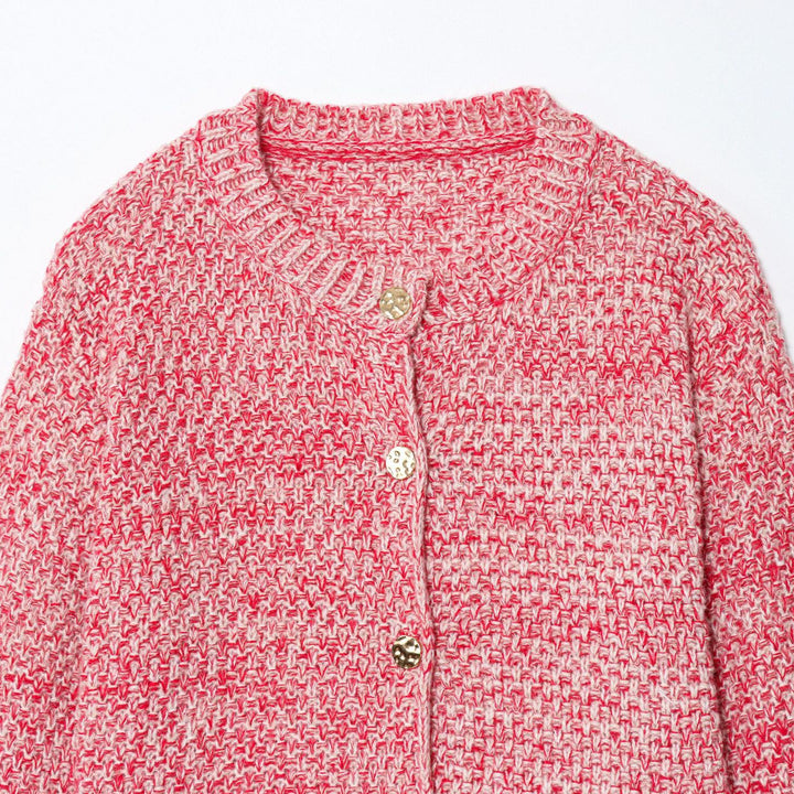 Damen kuschelige Strickjacke mit goldenen Knopfdetails Drune