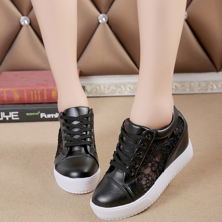 Damen Wedge-Sneaker mit modischem Spitzen-Detail und lässigem Metallic-Finish Drune