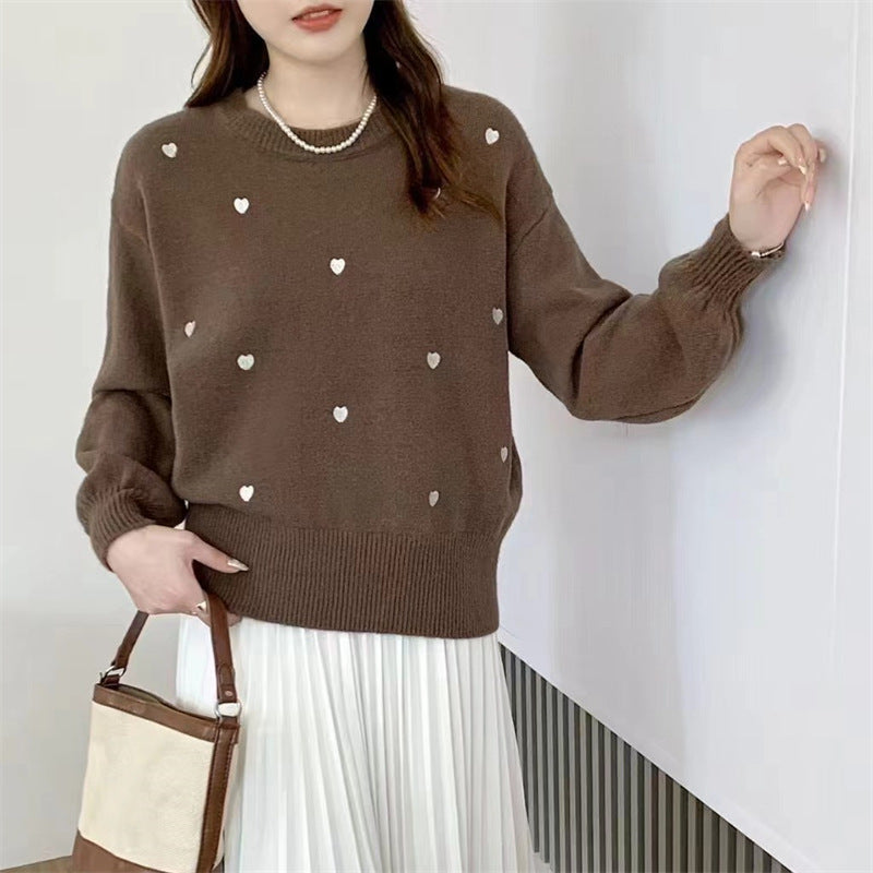 Damen Pullover mit Herz-Motiv und lässigem Schnitt Drune