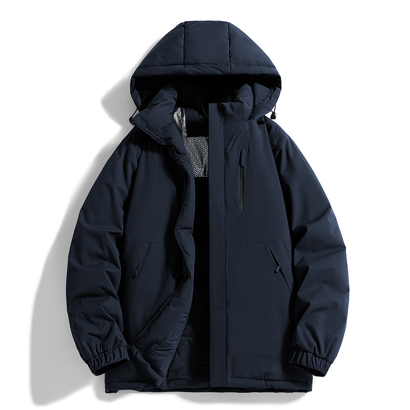 Herren Technischer Steppparka mit Kapuze, Thermo-Isolierung und Brust-Reißverschlusstasche Drune