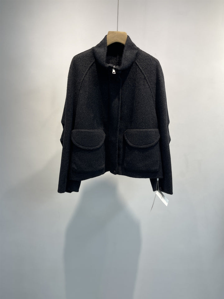 Damen Gemütliche Übergroße Wollmischung Jacke Drune