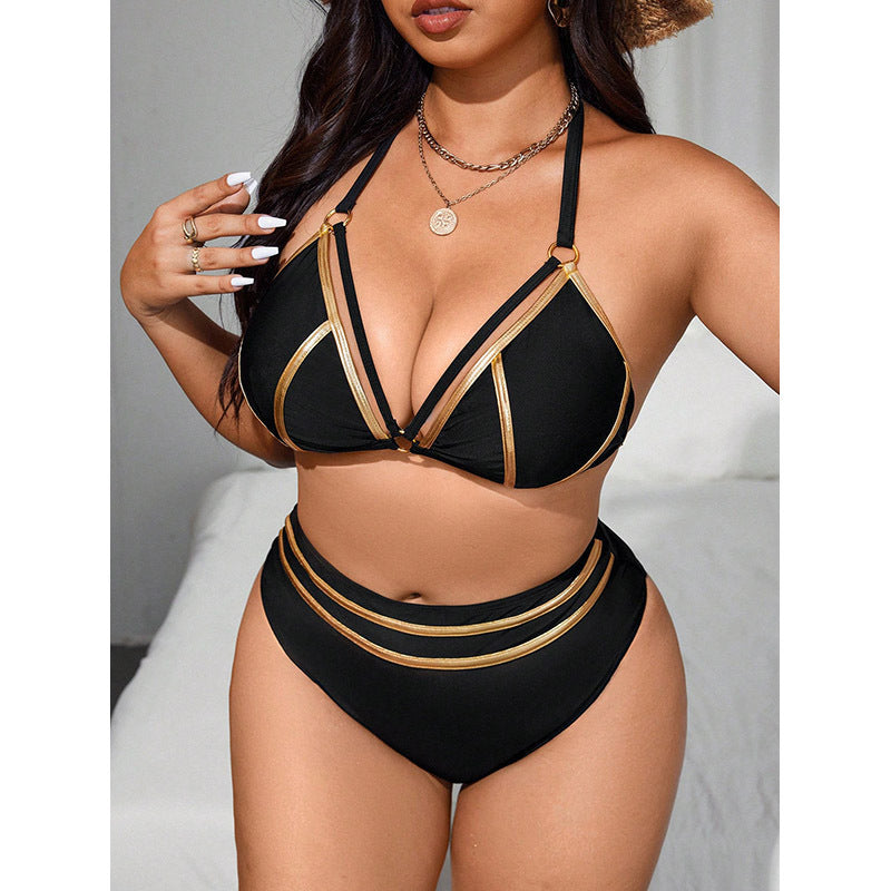 Damen Triangel-Bikini mit goldenen Akzenten Drune