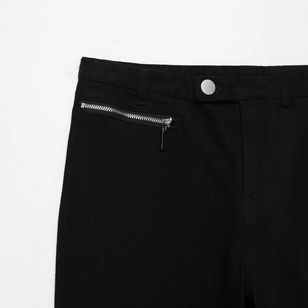 Damen Kurzgeschnittene Slim-Fit knöchellange Stoffhose mit Reißverschlusstaschen Drune