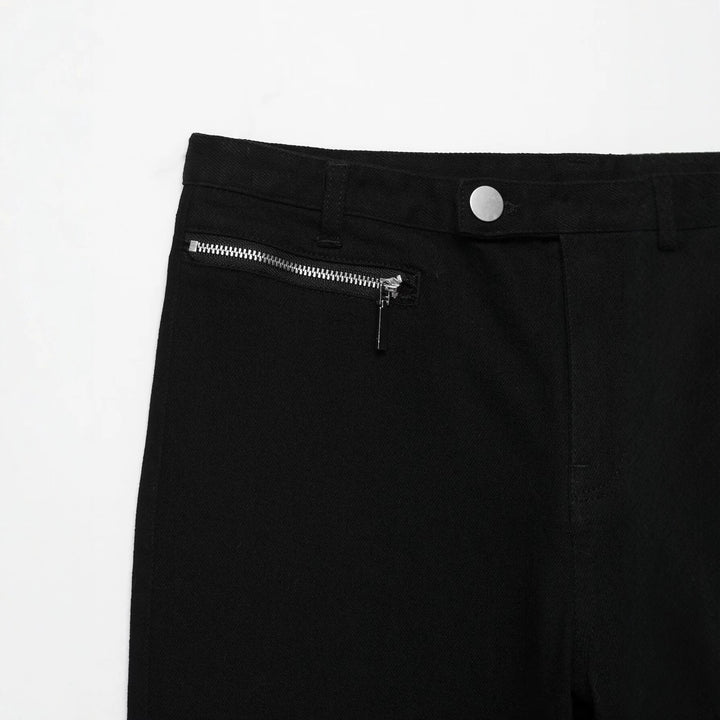 Damen Kurzgeschnittene Slim-Fit knöchellange Stoffhose mit Reißverschlusstaschen Drune