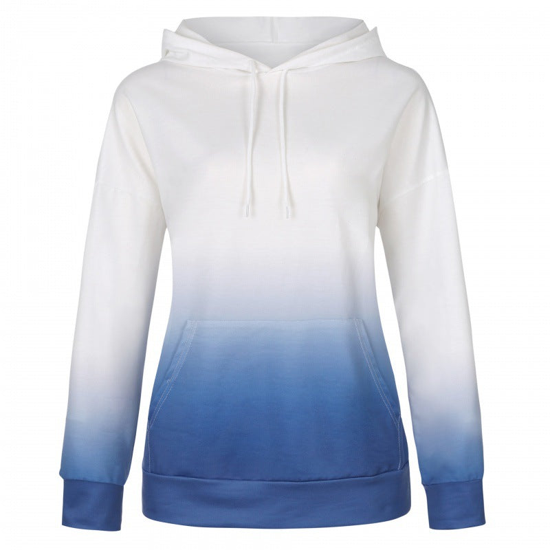 Damen Oversize Kapuzenpullover mit Dip-Dye Farbverlauf und Kängurutasche Drune