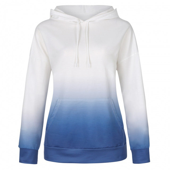 Damen Oversize Kapuzenpullover mit Dip-Dye Farbverlauf und Kängurutasche Drune
