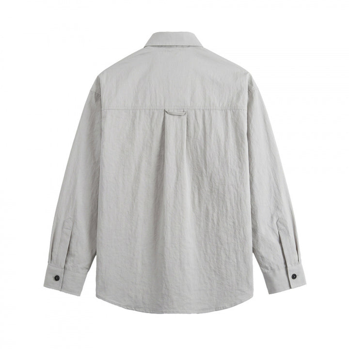 Unisex Kastenförmiges Overshirt mit großen aufgesetzten Taschen und Hemdkragen Drune