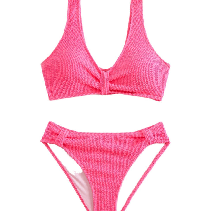 Damen Zweiteiliger Bikini mit verspieltem Wellenmuster Drune